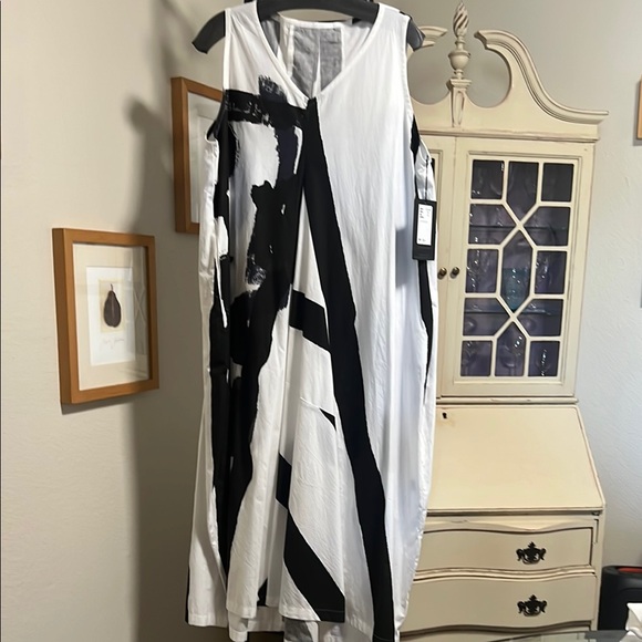 Moyuru Asymmetrical Dress in Black and White